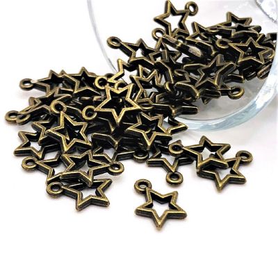 50 Pcs Bronze Open Star Charms Image 1