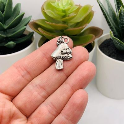50 Pcs Caterpillar on Mushroom Charms Image 1