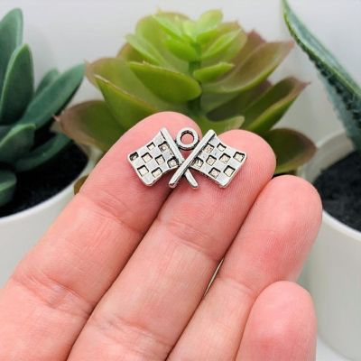 50 Pcs Checkered Flag Racing Charms Image 1