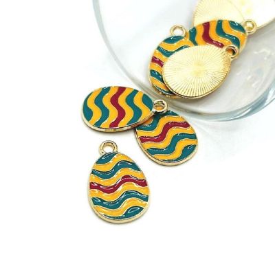 50 Pcs Colorful Retro Easter Egg Charms Image 1