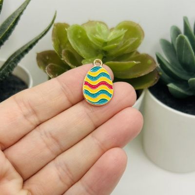 50 Pcs Colorful Retro Easter Egg Charms Image 1
