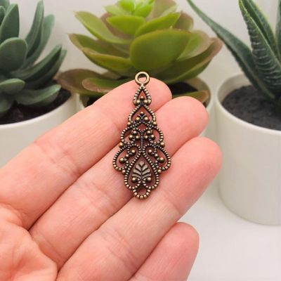 50 Pcs Copper Filigree Teardrop Pendants Image 1