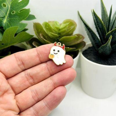 50 Pcs Cute Horned Ghost Charms Image 1