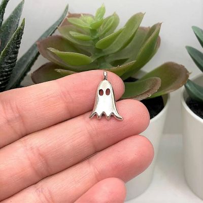 50 Pcs Cute Silver Ghost Charms Image 1