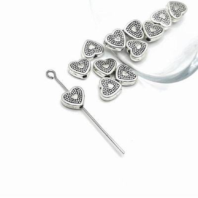 50 Pcs Dotted Heart Spacer Charm Beads Image 1