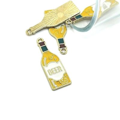50 Pcs Enamel Filled Beer Bottle Charms Image 1