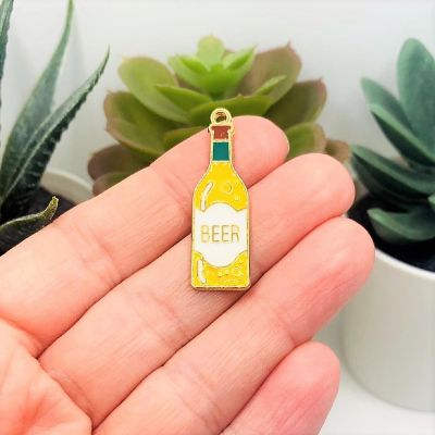 50 Pcs Enamel Filled Beer Bottle Charms Image 1
