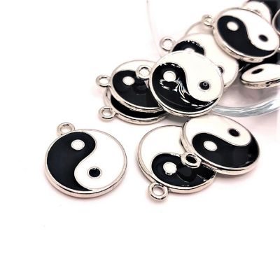 50 Pcs Enamel Yin Yang Charms Image 1