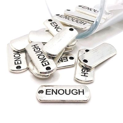 50 Pcs Enough Word Bar Tag Charms Image 1