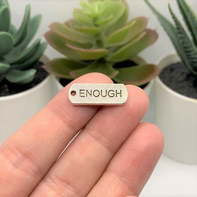 50 Pcs Enough Word Bar Tag Charms Image 1