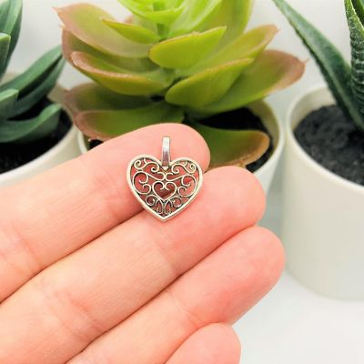 50 Pcs Filigree Scroll Heart Charms Image 1