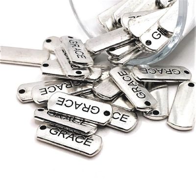50 Pcs Grace Word Bar Tag Charms Image 1