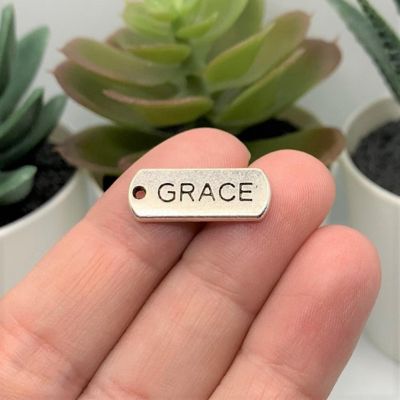 50 Pcs Grace Word Bar Tag Charms Image 1