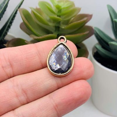 50 Pcs Gray Acrylic Teardrop Charms Image 1