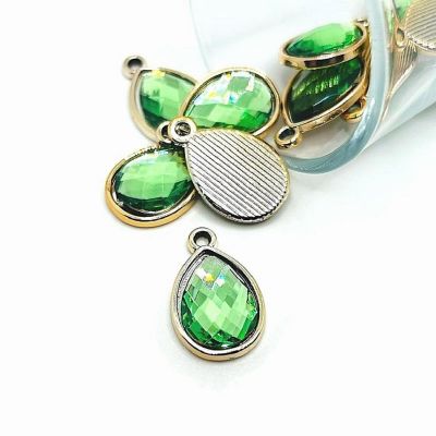 50 Pcs Green Acrylic Teardrop Charms Image 1