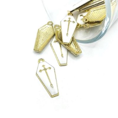 50 Pcs Halloween White and Gold Coffins Image 1
