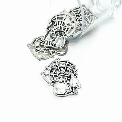 50 Pcs Large Witch with Web Pendant Image 1