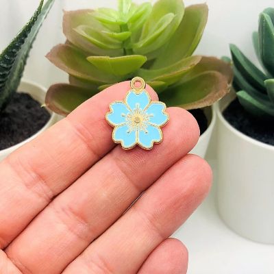 50 Pcs Light Blue Cherry Blossom Flowers Image 1