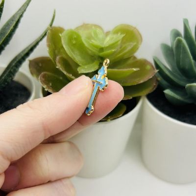 50 Pcs Light Blue Enamel Cross Charms Image 2