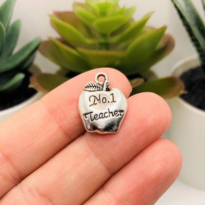 50 Pcs Number 1 Teacher Apple Charms Image 1