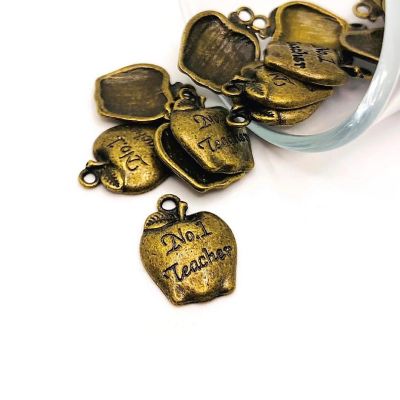50 Pcs Number 1 Teacher Apple Charms Image 1