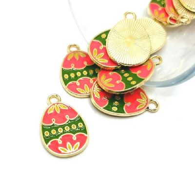 50 Pcs Pink and Green Easter Egg Charms Image 1