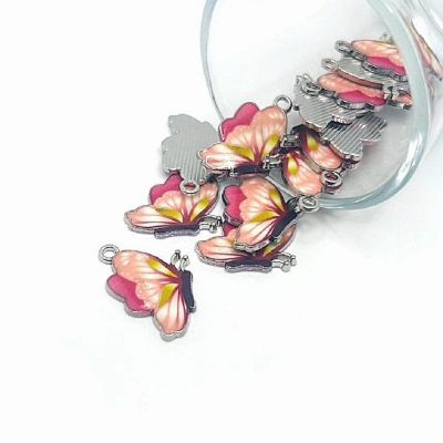 50 Pcs Pink Butterfly Charms Image 1