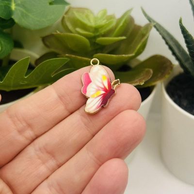 50 Pcs Pink Butterfly Charms Image 1