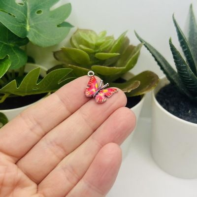50 Pcs Pink Butterfly Charms Image 1