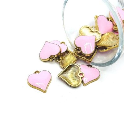 50 Pcs Pink Heart Charms Image 1