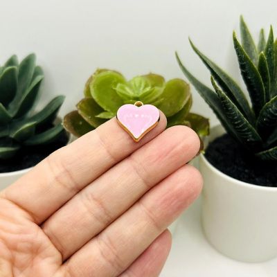 50 Pcs Pink Heart Charms Image 1