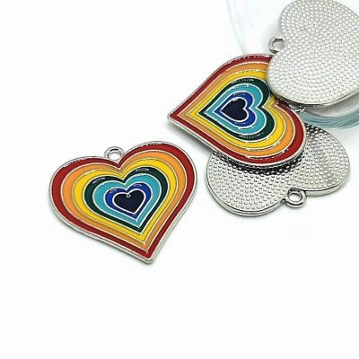 50 Pcs Rainbow Heart Charms Image 1