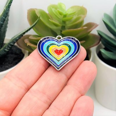 50 Pcs Rainbow Heart Charms Image 1