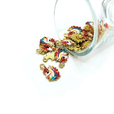 50 Pcs Rainbow Unicorn Head Charms Image 1
