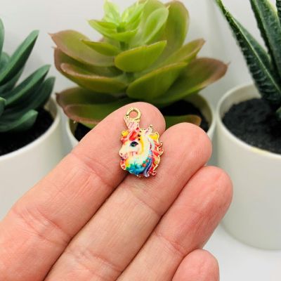 50 Pcs Rainbow Unicorn Head Charms Image 1