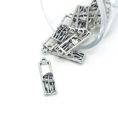 50 Pcs Rectangle Silver Mushroom Charms Image 1