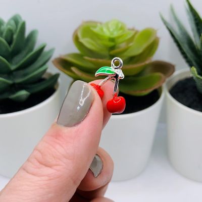 50 Pcs Red Enamel Cherry 3D Charms Image 3
