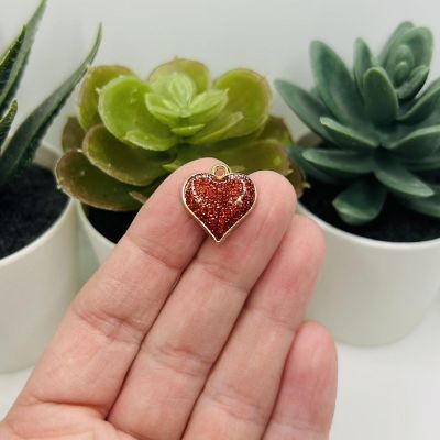 50 Pcs Red Glitter Heart Charms Image 1