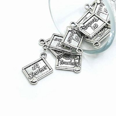 50 Pcs Silver #1 Teacher Charms Image 1