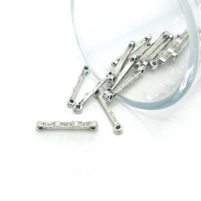50 Pcs Silver 19x3mm Bar Connectors Image 1