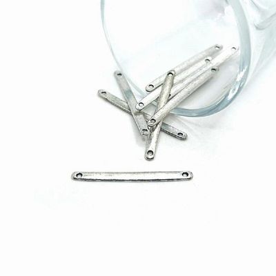 50 Pcs Silver 33x3mm Bar Connectors Image 1