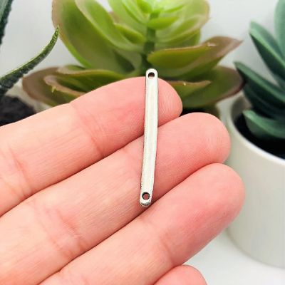 50 Pcs Silver 33x3mm Bar Connectors Image 1
