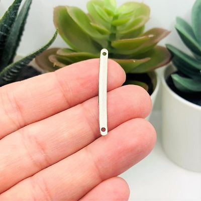 50 Pcs Silver 33x3mm Bar Connectors Image 2