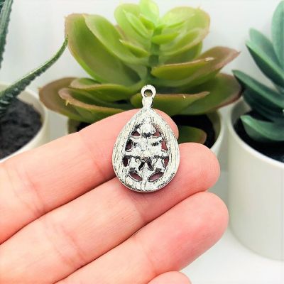 50 Pcs Silver and Blue Teardrop Charms Image 2