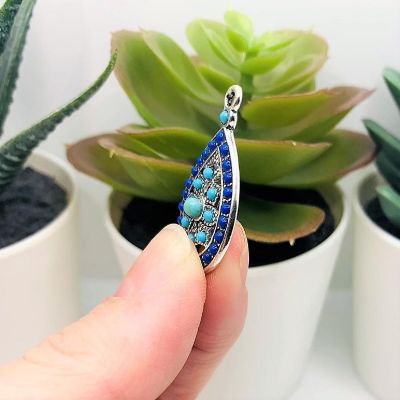 50 Pcs Silver and Blue Teardrop Charms Image 3