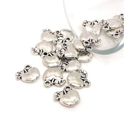 50 Pcs Silver Apple Teacher Charms Image 1