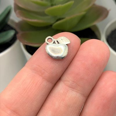 50 Pcs Silver Apple Teacher Charms Image 2