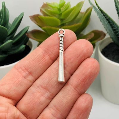 50 Pcs Silver Baseball Bat 3D Charms Image 1