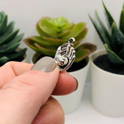 50 Pcs Silver Baseball Mitt Charms Image 3