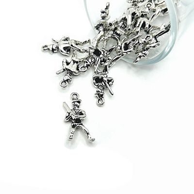 50 Pcs Silver Baseball Player 3D Charms Image 1